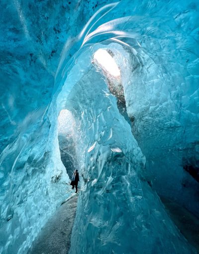 Spectacular twin cave in side the Breidamerkurjökull glacier in Southern Iceland
